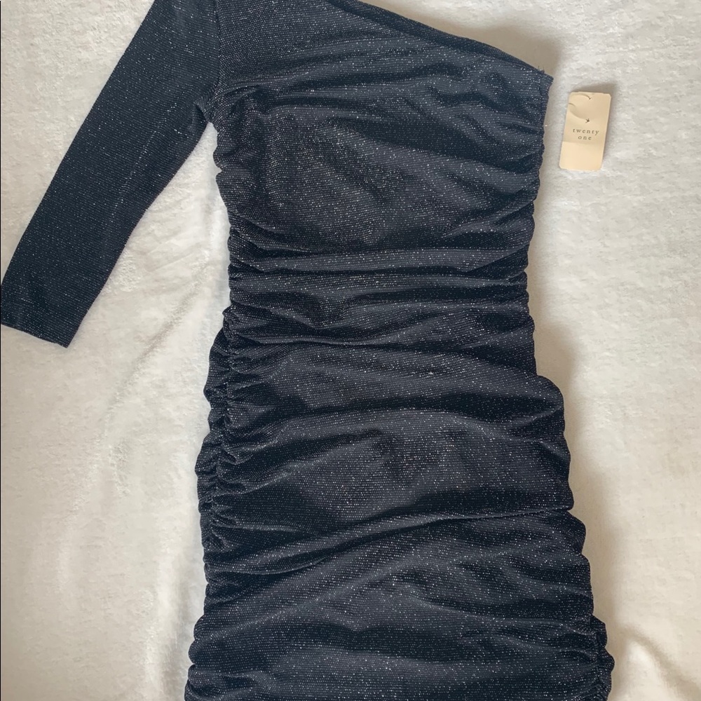 Black one shoulder sparkly dress NWT